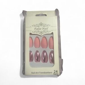 🌸 Chic Medium Oval Nails | Matte Pink & Chrome Pink Finish | BNIB 🌸